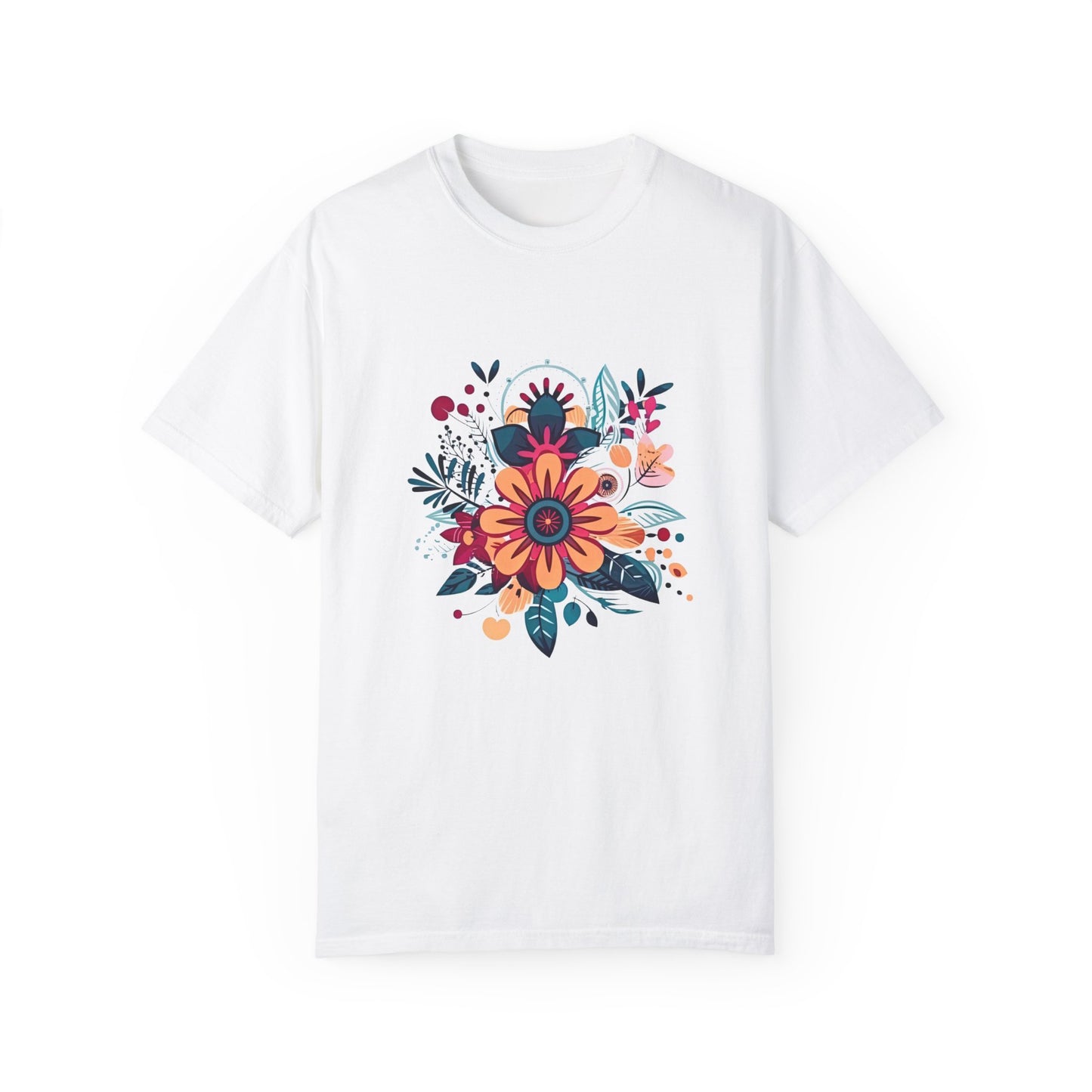 Floral Design Unisex Garment-Dyed T-shirt