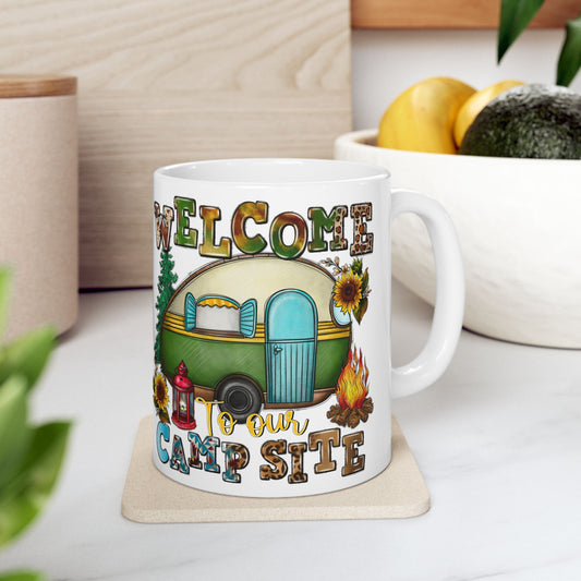 Welcome to our Campsite Ceramic Mug, (11oz, 15oz)