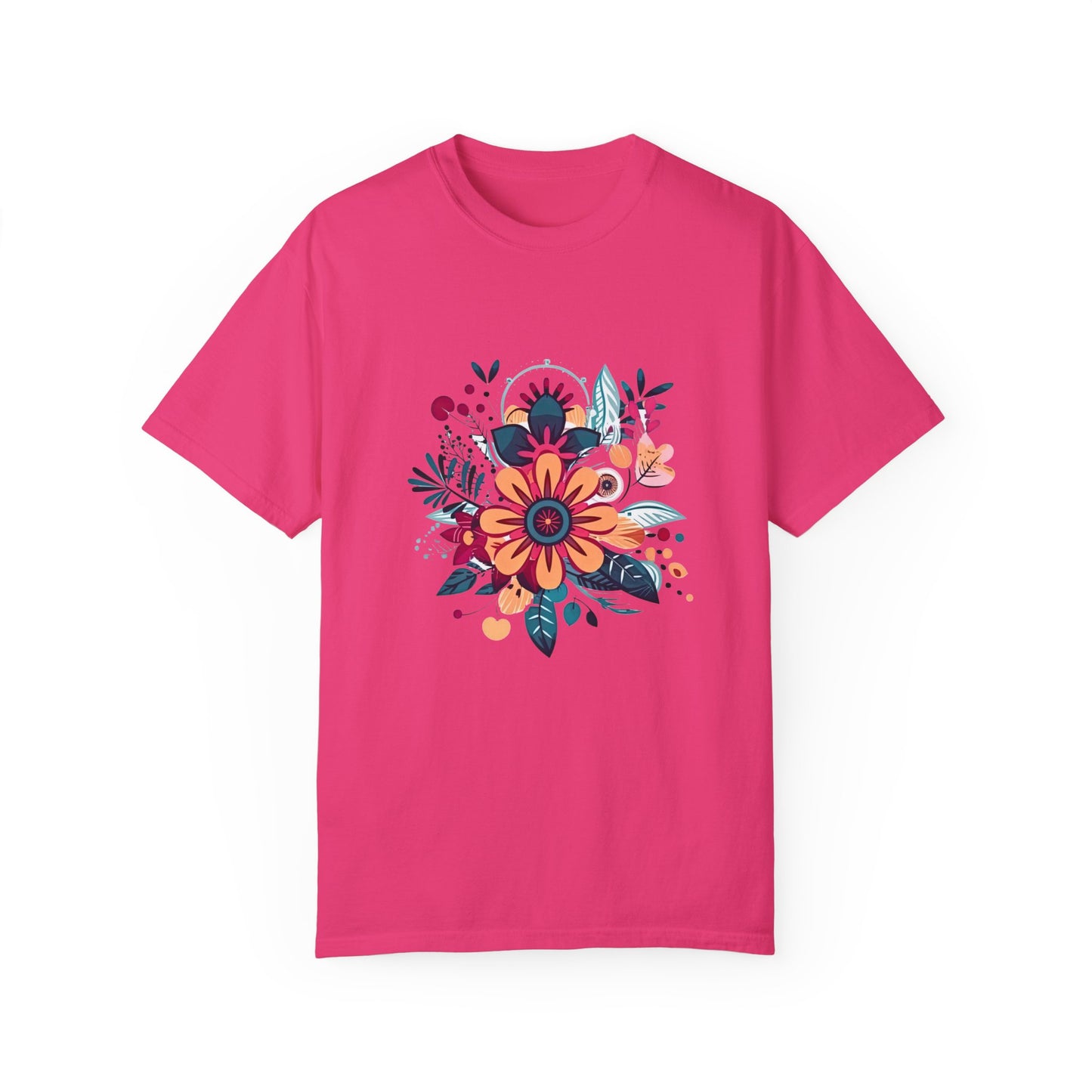 Floral Design Unisex Garment-Dyed T-shirt