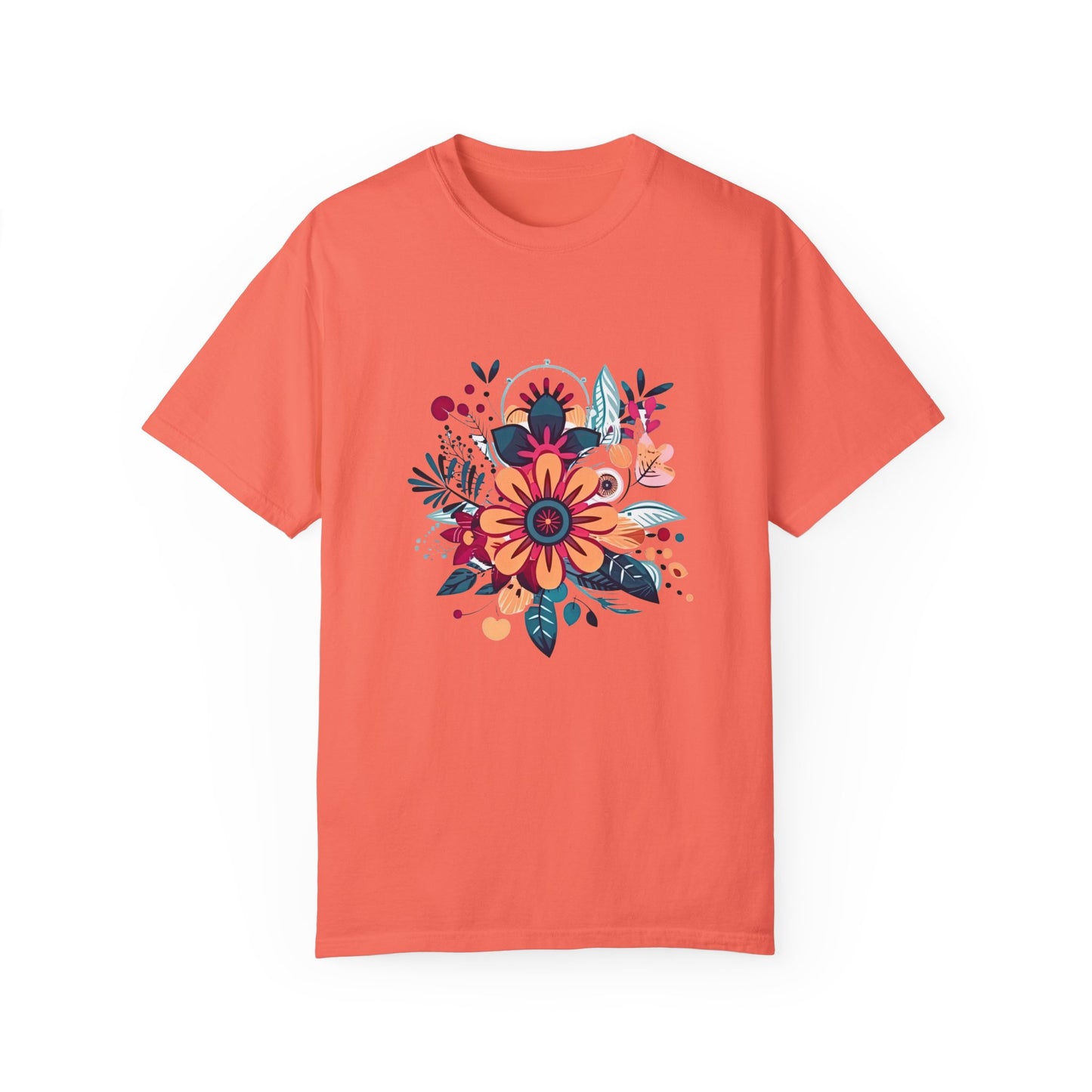 Floral Design Unisex Garment-Dyed T-shirt