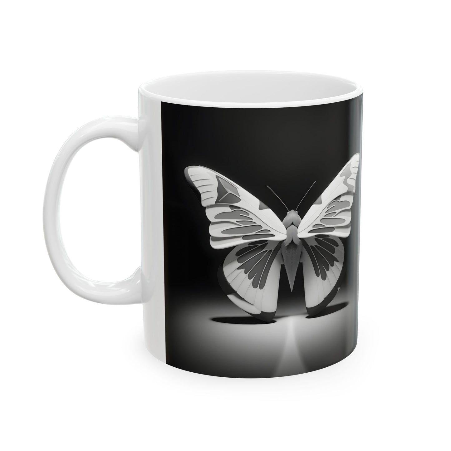 Grey Butterfly Ceramic Mug, 11oz