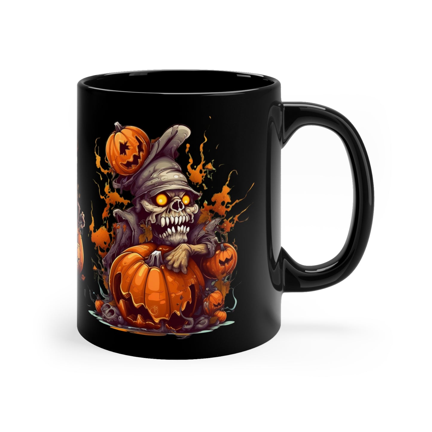 Scary Halloween Black Coffee Mug, 11oz