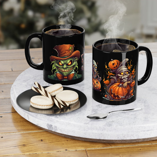 Scary Halloween Black Coffee Mug, 11oz