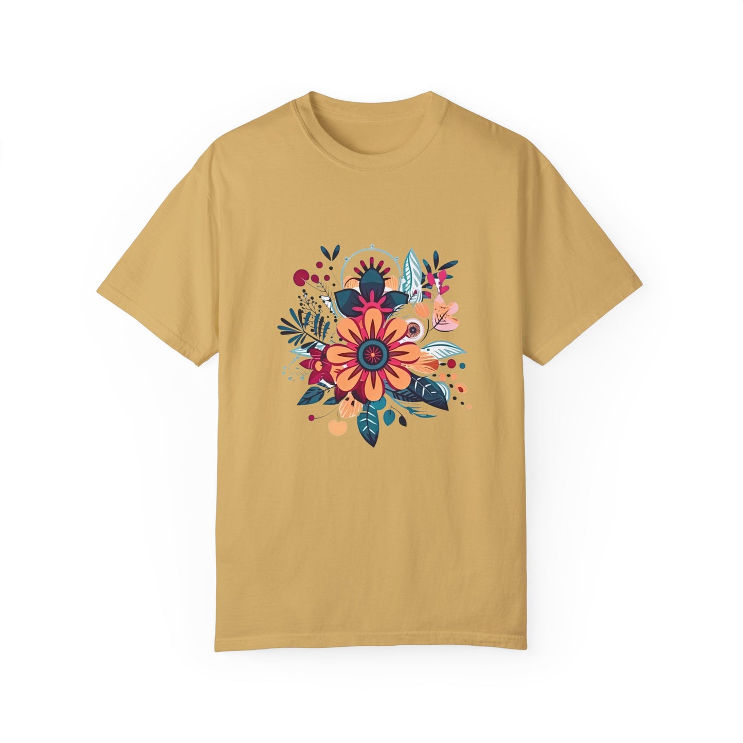 Floral Design Unisex Garment-Dyed T-shirt