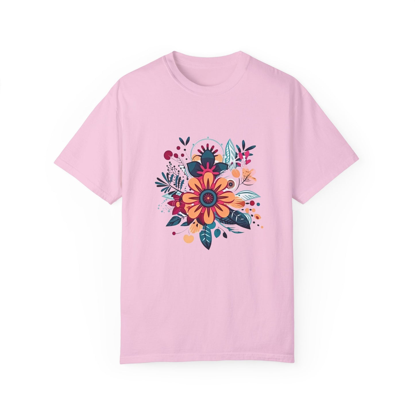 Floral Design Unisex Garment-Dyed T-shirt