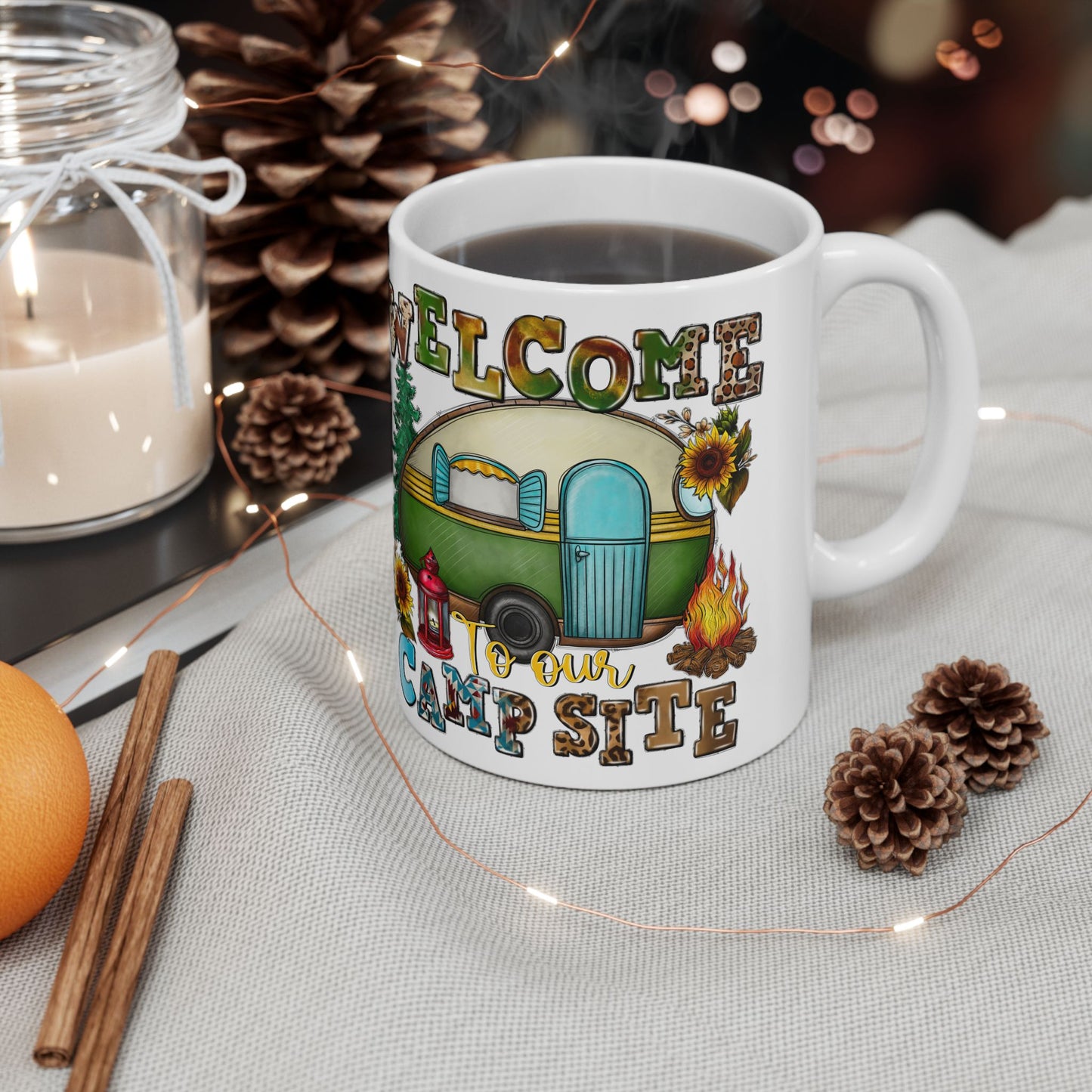 Welcome to our Campsite Ceramic Mug, (11oz, 15oz)