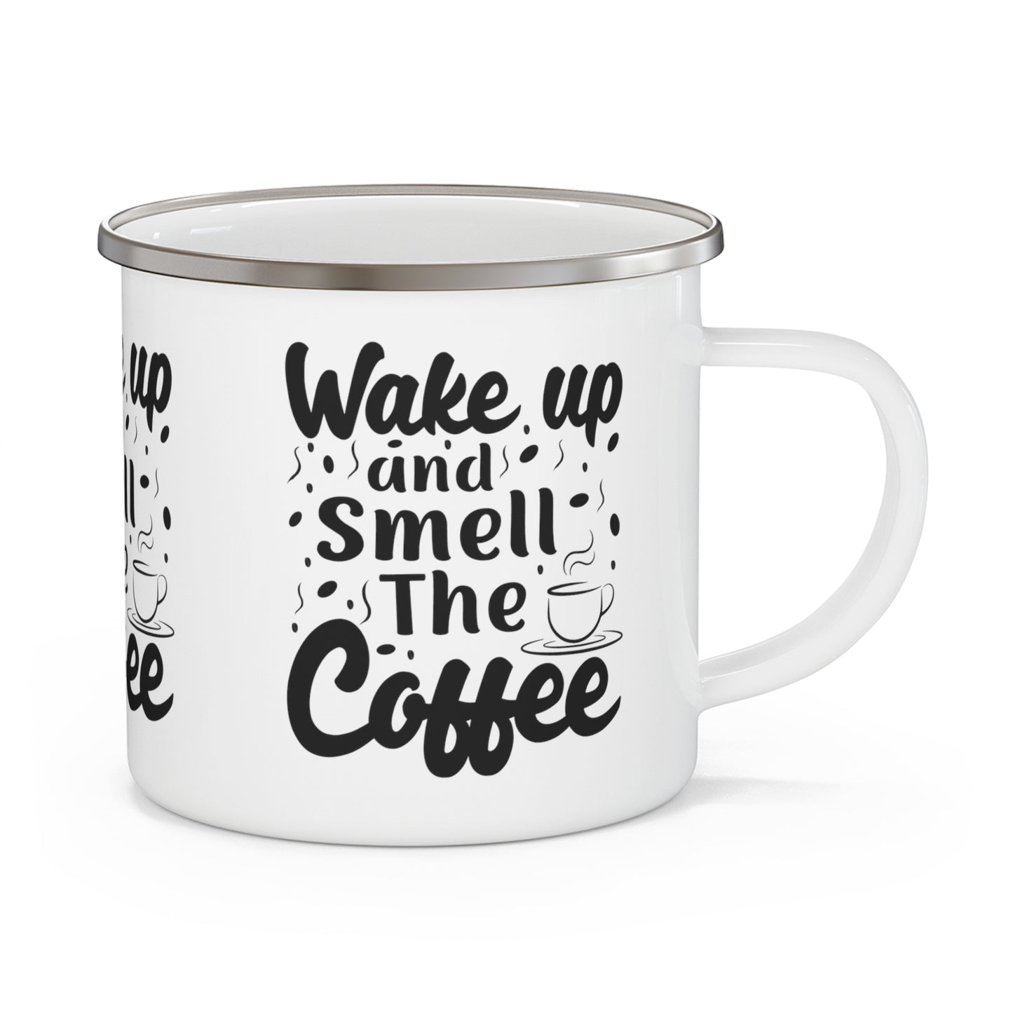 Smell the Coffee Enamel Camping Mug