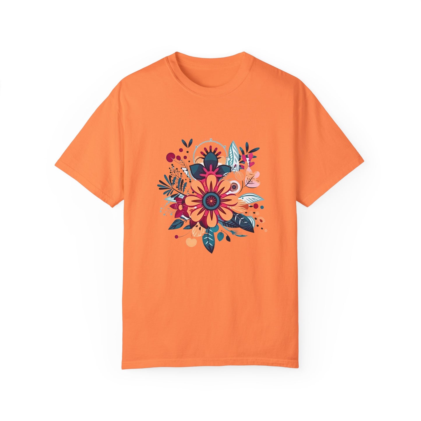 Floral Design Unisex Garment-Dyed T-shirt