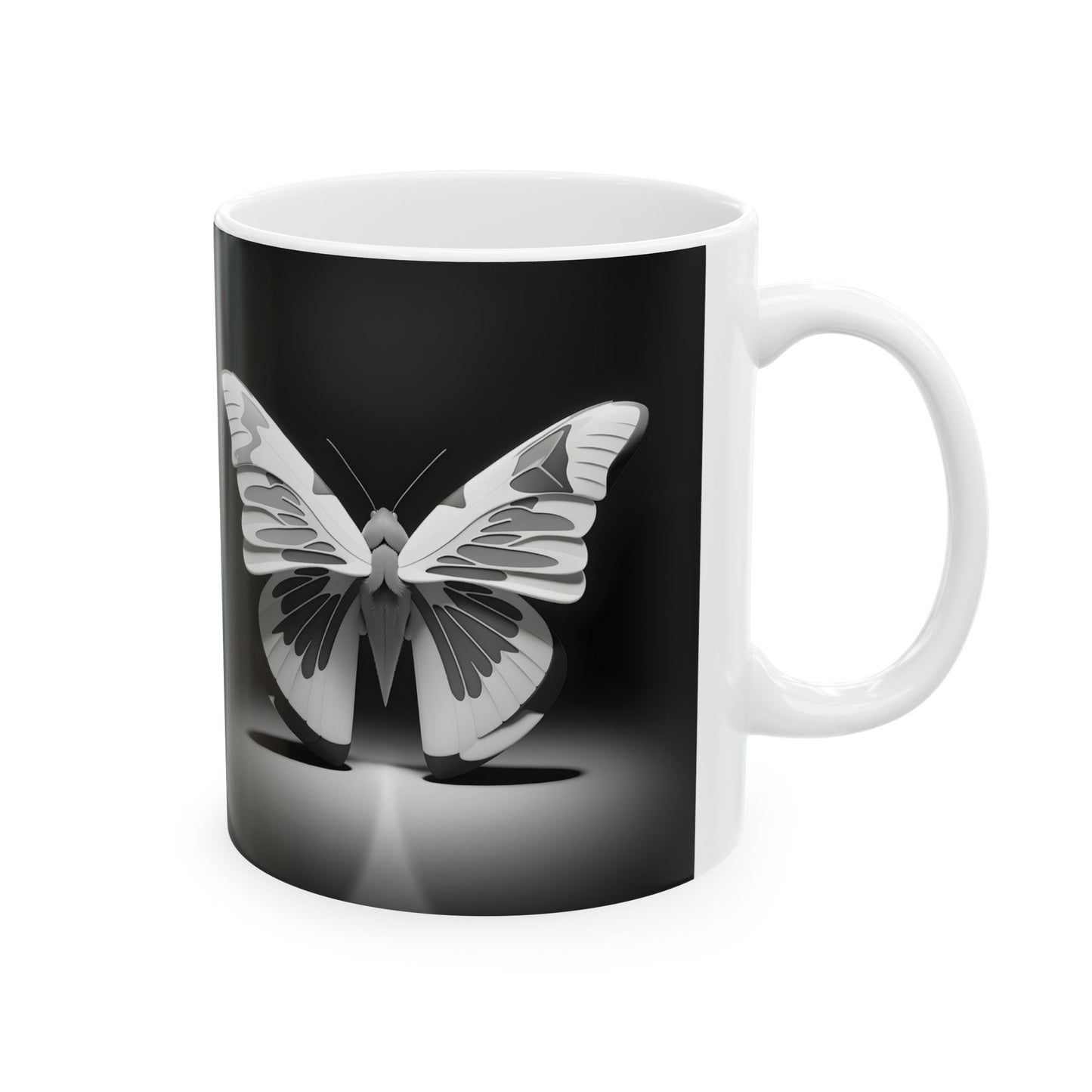 Grey Butterfly Ceramic Mug, 11oz