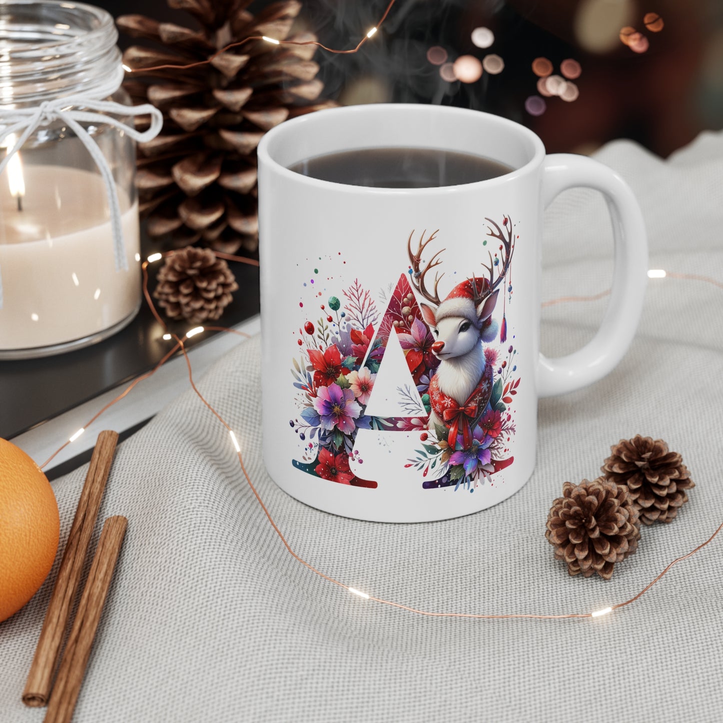 Merry Christmas Letter A Mug 11oz