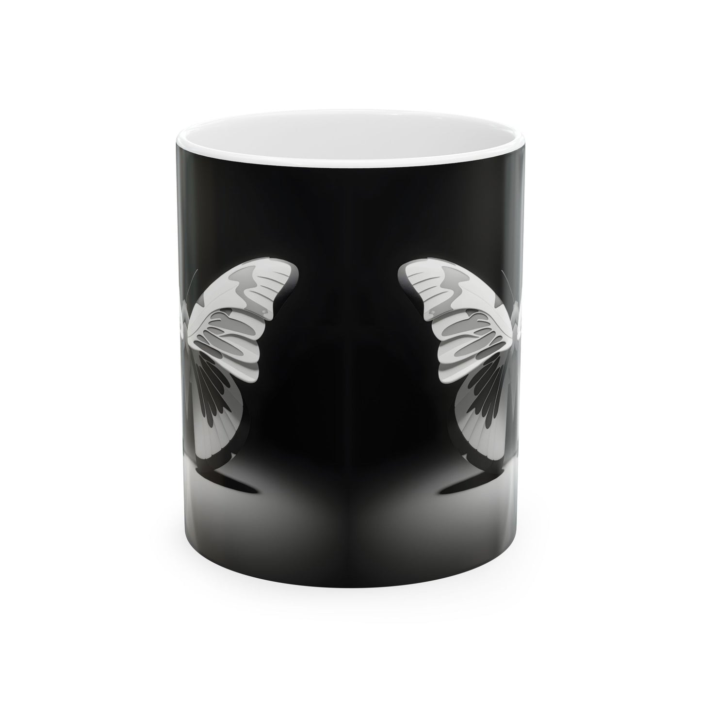 Grey Butterfly Ceramic Mug, 11oz