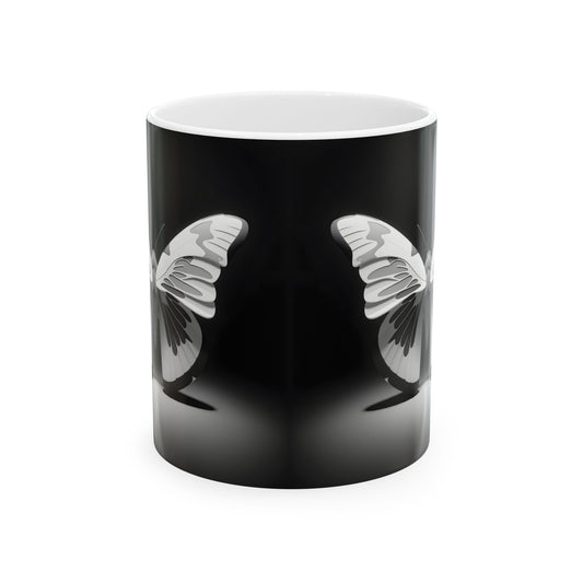 Grey Butterfly Ceramic Mug, 11oz