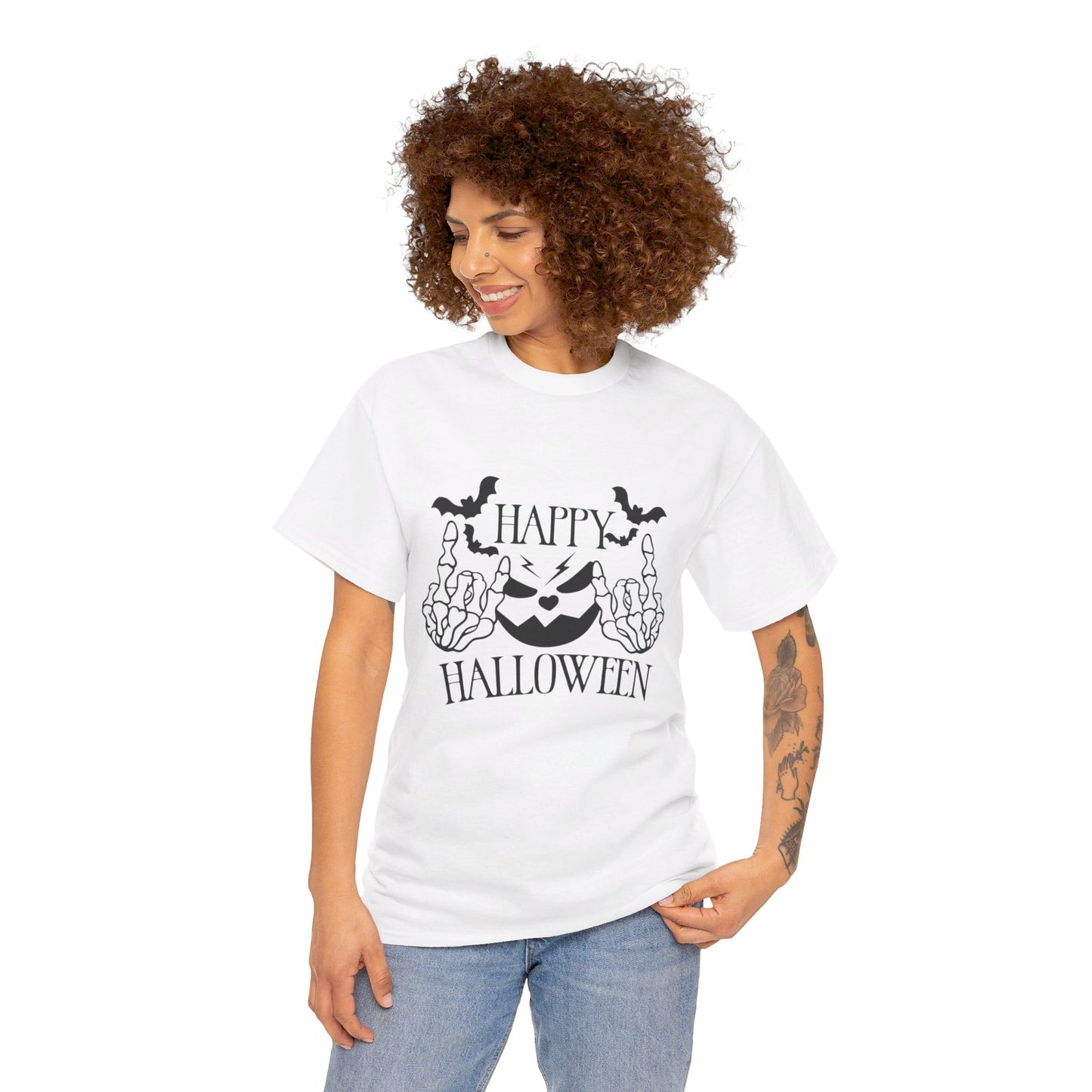 Happy Halloween White Unisex Heavy Cotton Tee