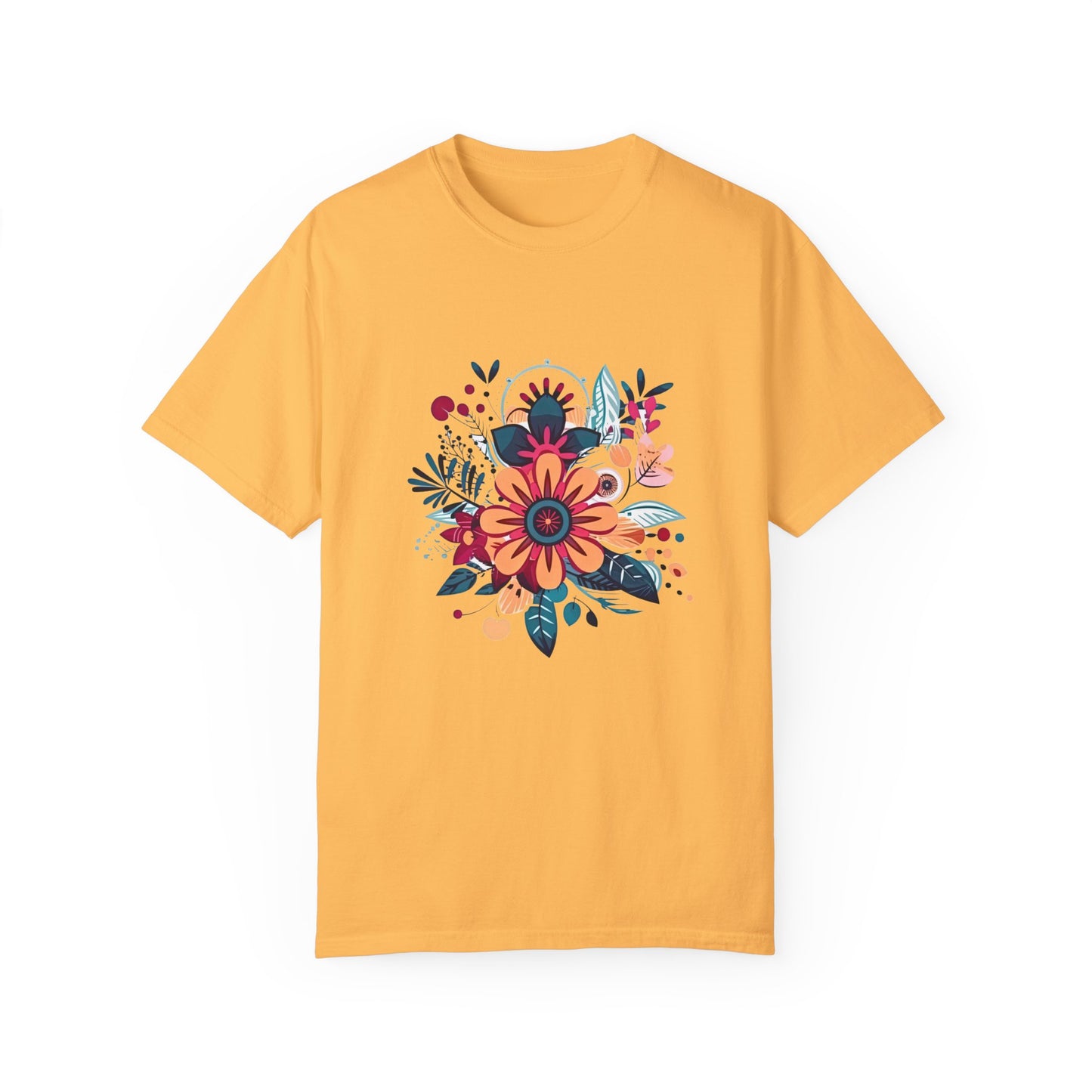 Floral Design Unisex Garment-Dyed T-shirt