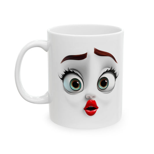 3D Funny face Ceramic Mug, (11oz)