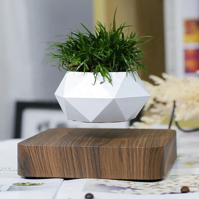 Imitation Wood Grain Magnetic Suspension Polygonal Flowerpot