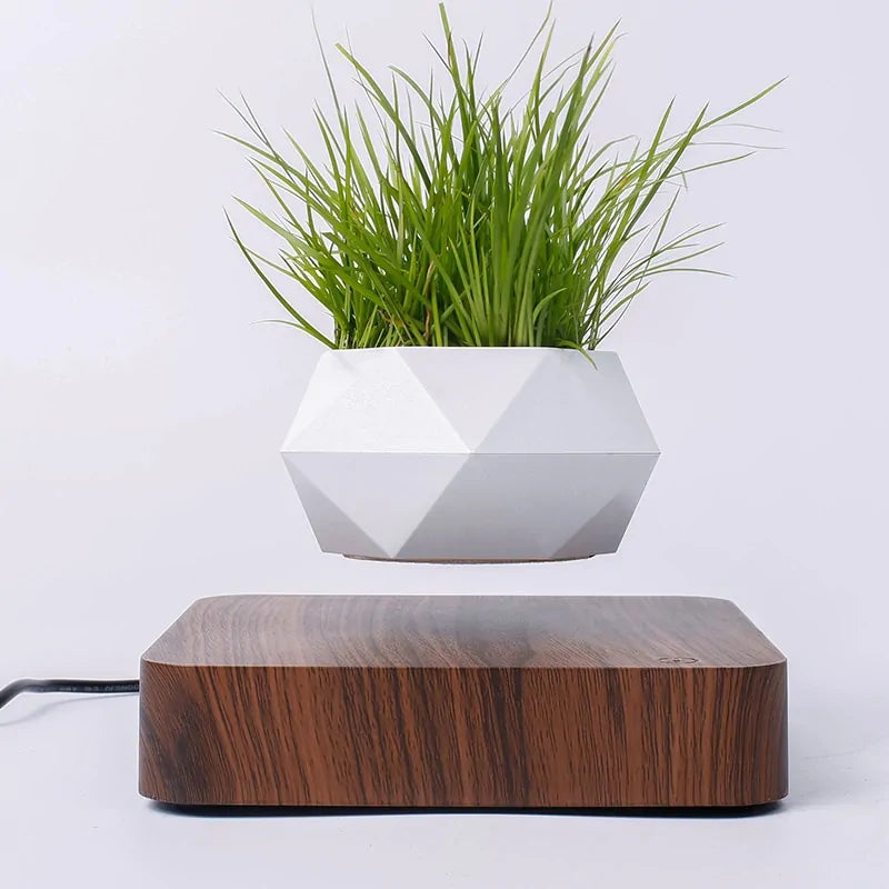 Imitation Wood Grain Magnetic Suspension Polygonal Flowerpot