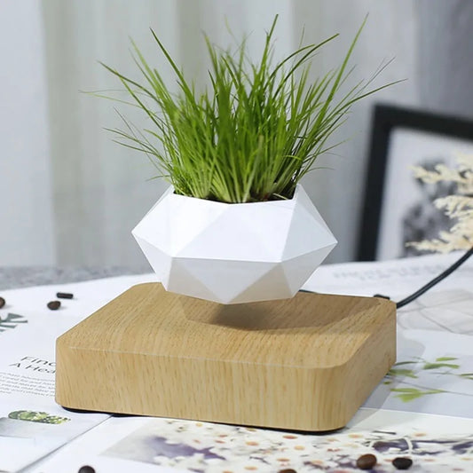 Imitation Wood Grain Magnetic Suspension Polygonal Flowerpot